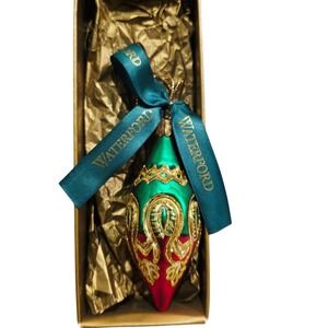 Waterford Heirloom Glass Christmas Ornament Classic Red Green